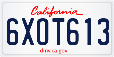 CA license plate 6XOT613