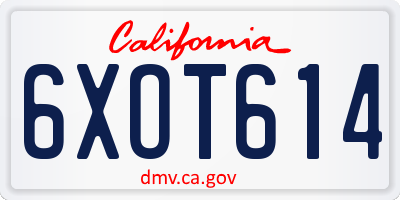 CA license plate 6XOT614
