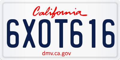 CA license plate 6XOT616
