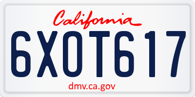 CA license plate 6XOT617