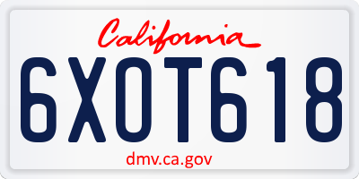 CA license plate 6XOT618