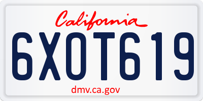 CA license plate 6XOT619