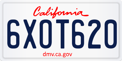CA license plate 6XOT620