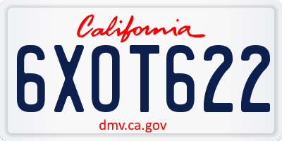 CA license plate 6XOT622