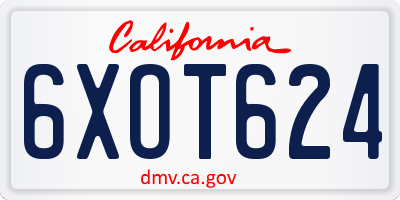 CA license plate 6XOT624