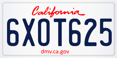 CA license plate 6XOT625