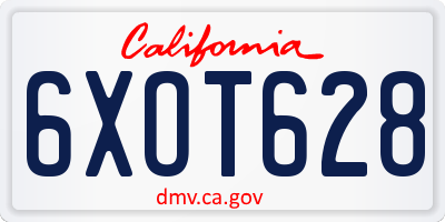 CA license plate 6XOT628