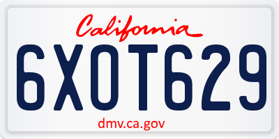 CA license plate 6XOT629