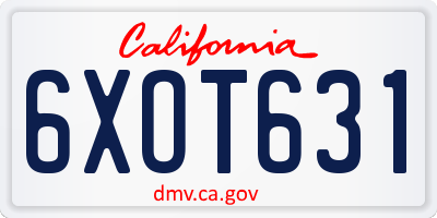 CA license plate 6XOT631