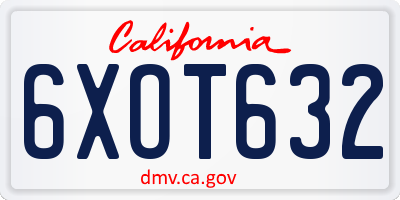 CA license plate 6XOT632