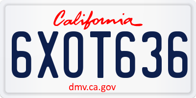 CA license plate 6XOT636