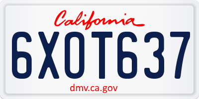 CA license plate 6XOT637