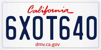 CA license plate 6XOT640