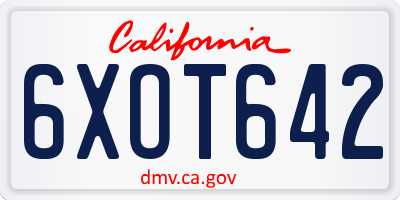 CA license plate 6XOT642