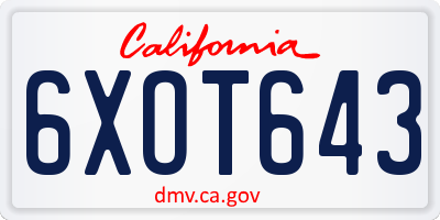 CA license plate 6XOT643