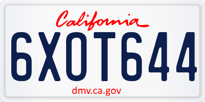 CA license plate 6XOT644