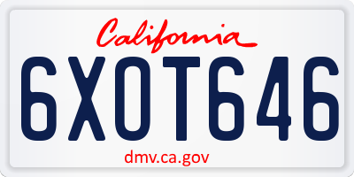 CA license plate 6XOT646