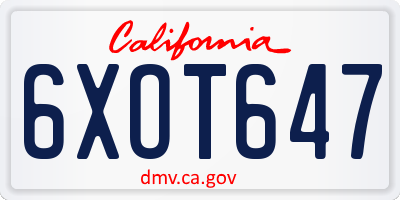 CA license plate 6XOT647