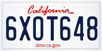 CA license plate 6XOT648