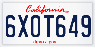 CA license plate 6XOT649