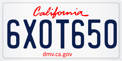 CA license plate 6XOT650