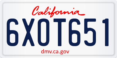 CA license plate 6XOT651
