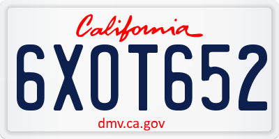 CA license plate 6XOT652