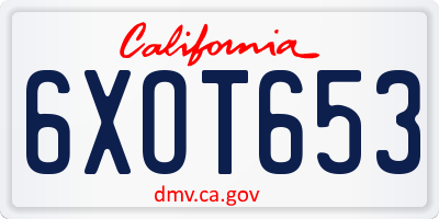 CA license plate 6XOT653