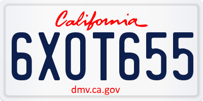 CA license plate 6XOT655