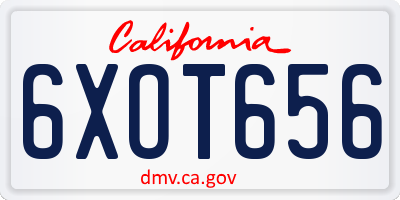 CA license plate 6XOT656