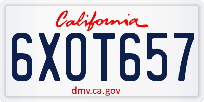 CA license plate 6XOT657