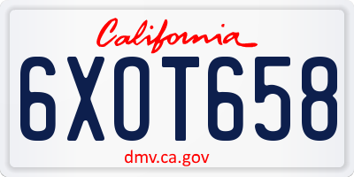 CA license plate 6XOT658