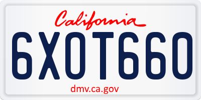 CA license plate 6XOT660