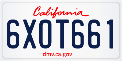 CA license plate 6XOT661