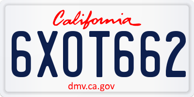 CA license plate 6XOT662