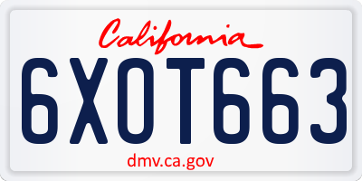 CA license plate 6XOT663