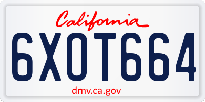 CA license plate 6XOT664