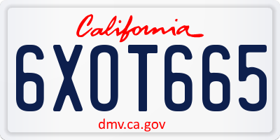 CA license plate 6XOT665