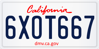 CA license plate 6XOT667
