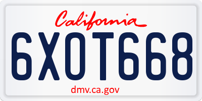 CA license plate 6XOT668