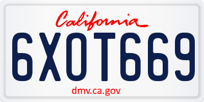 CA license plate 6XOT669