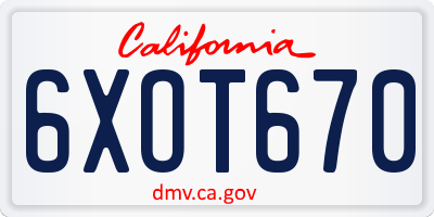 CA license plate 6XOT670