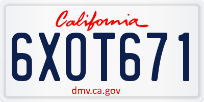 CA license plate 6XOT671