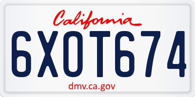CA license plate 6XOT674