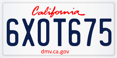 CA license plate 6XOT675