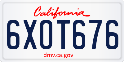 CA license plate 6XOT676