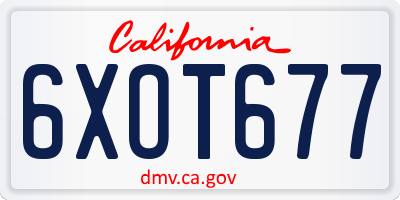 CA license plate 6XOT677