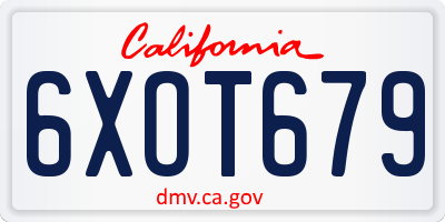 CA license plate 6XOT679