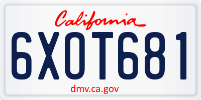 CA license plate 6XOT681