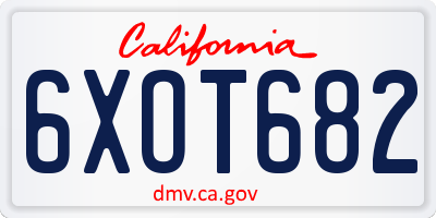CA license plate 6XOT682